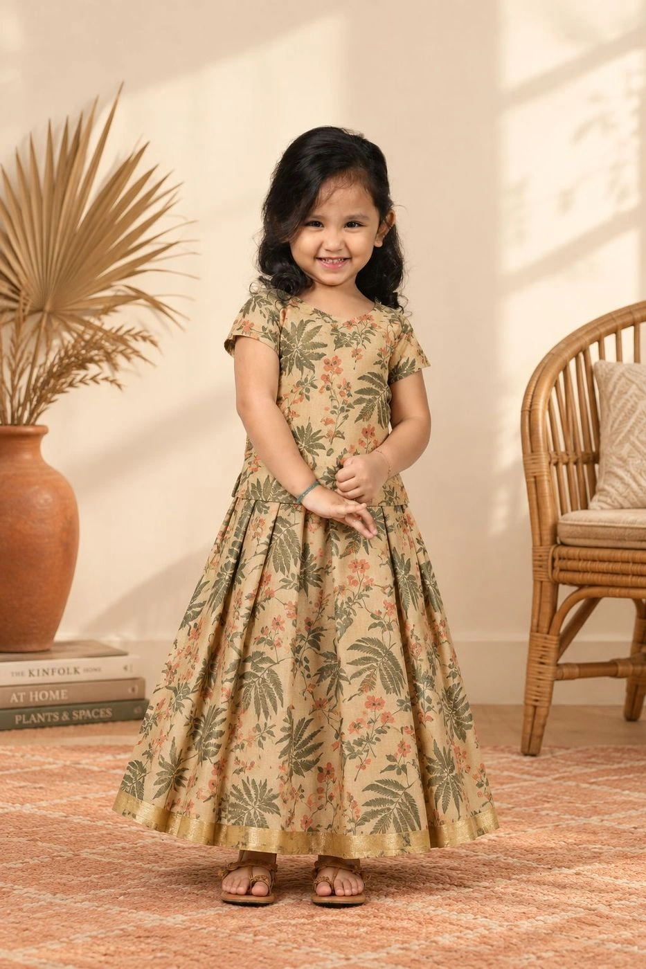Terracotta Palm Leaf Organza Set