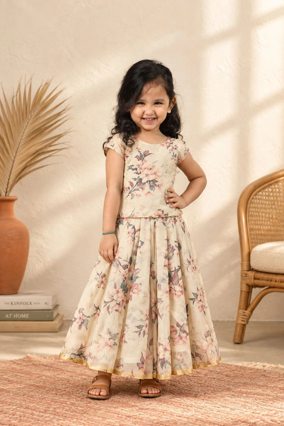 Ivory Cherry Blossom Organza Set