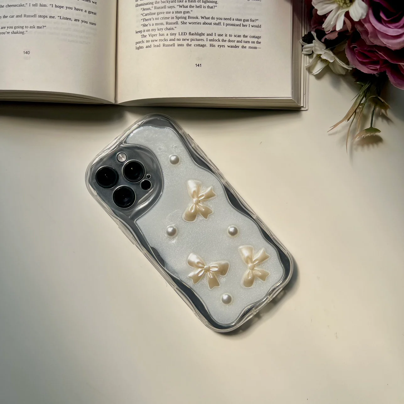 Pearl Bow Glitter Shockproof case🌊🤍