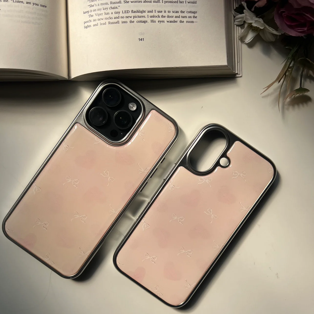 Premium Electroplated Unique And Creative Design Featuring a Pink Heart And Bow case🤎✨