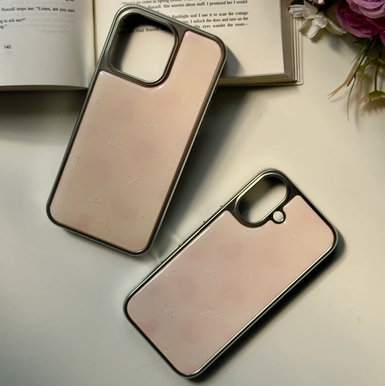 Premium Electroplated Unique And Creative Design Featuring a Pink Heart And Bow case🤎✨ 2