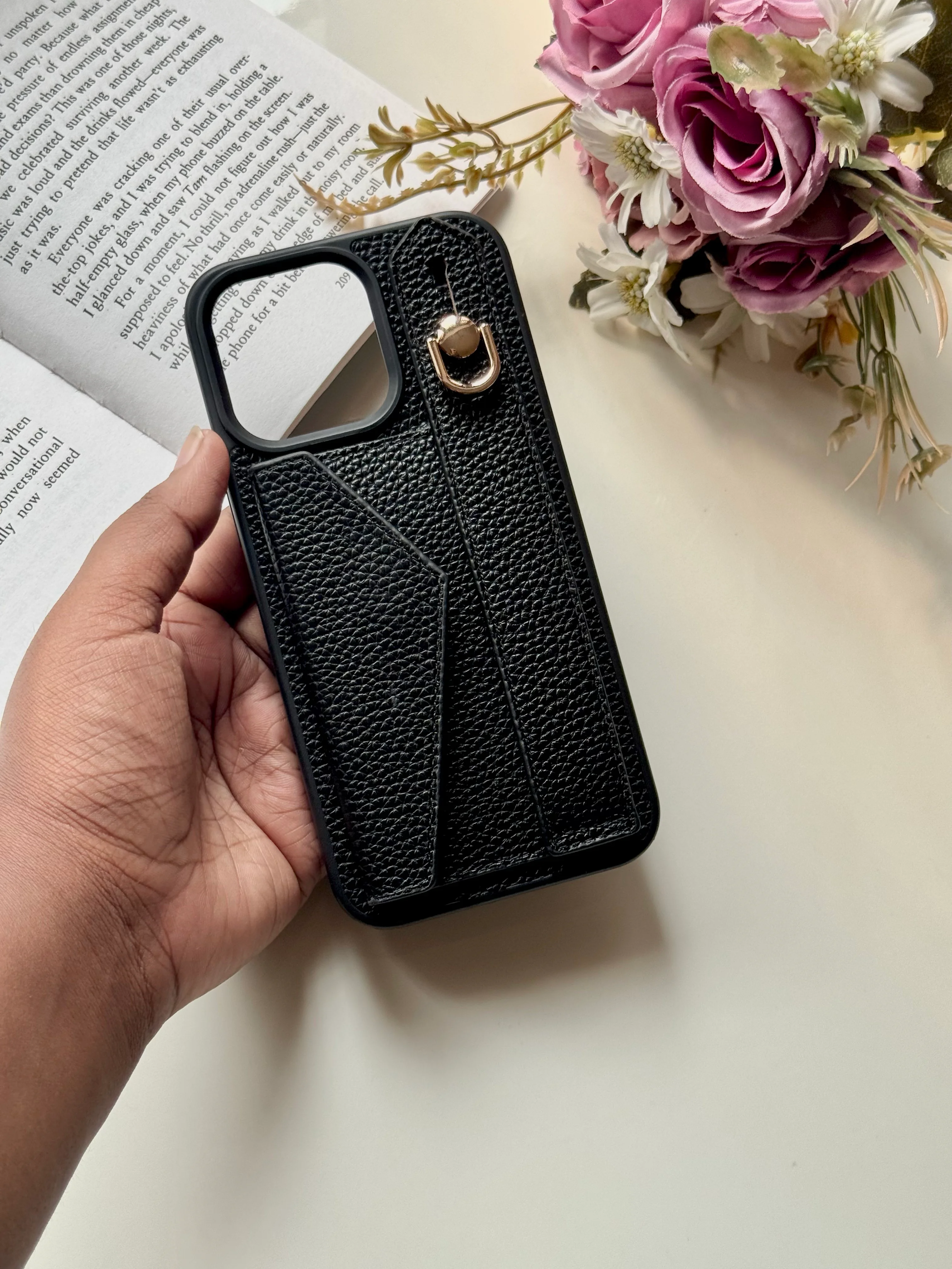 A Single Piece of  premium Faux Leather Phone Case ✨🖤 2