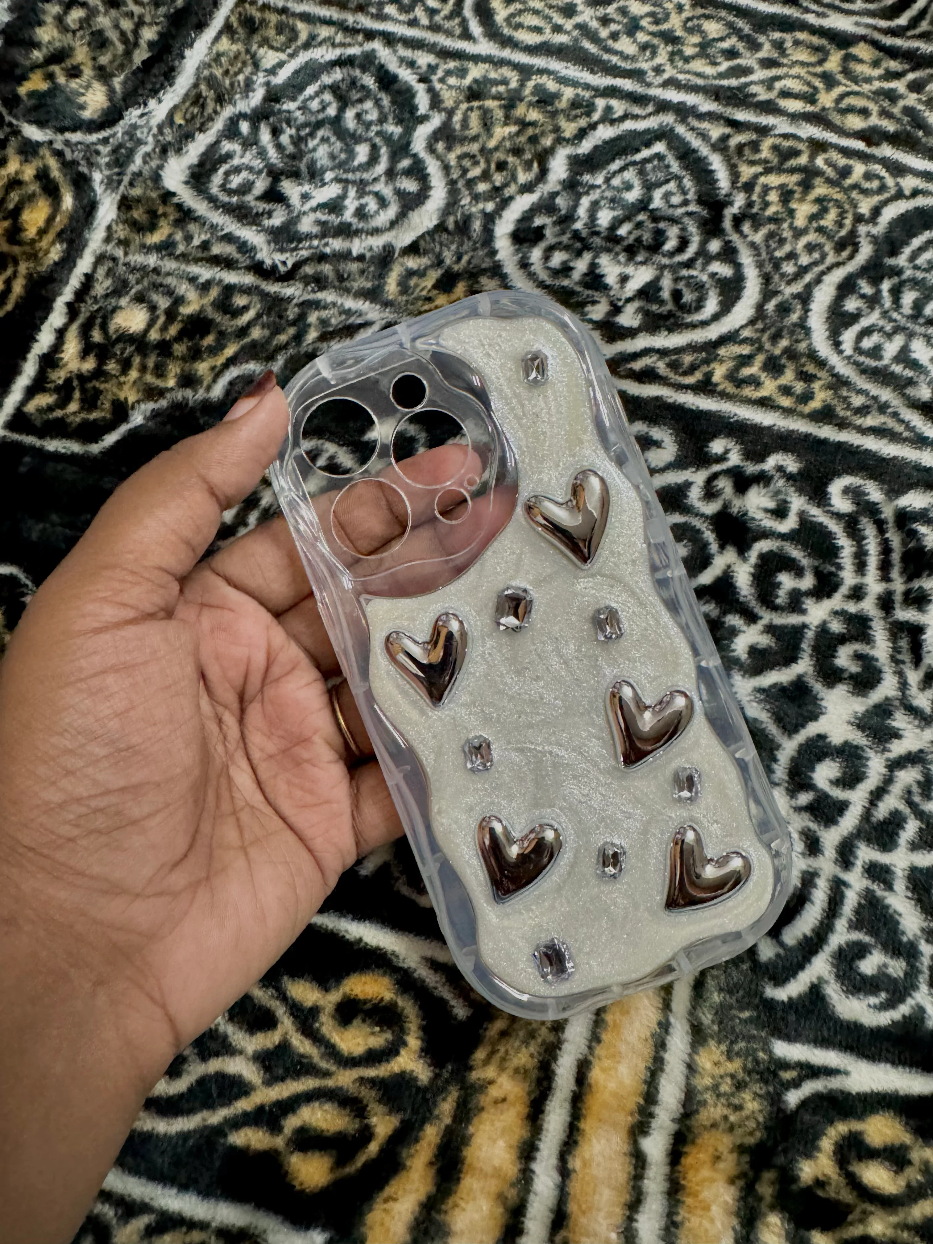 White pearl heart case🤍🌊
