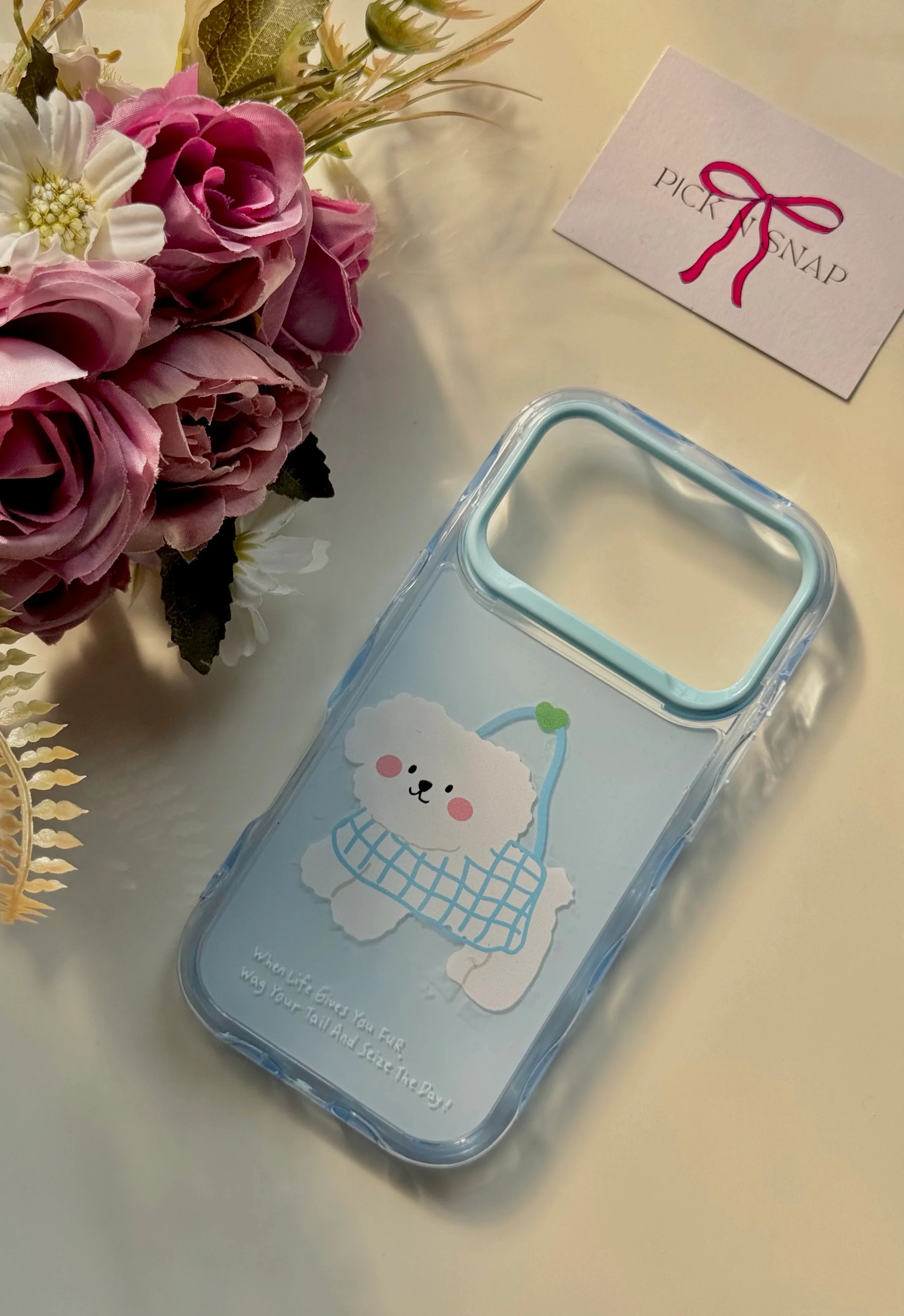 Cute grid puppy case