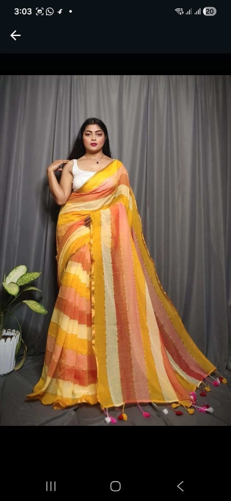 Sunrise striped Mulcotton Saree