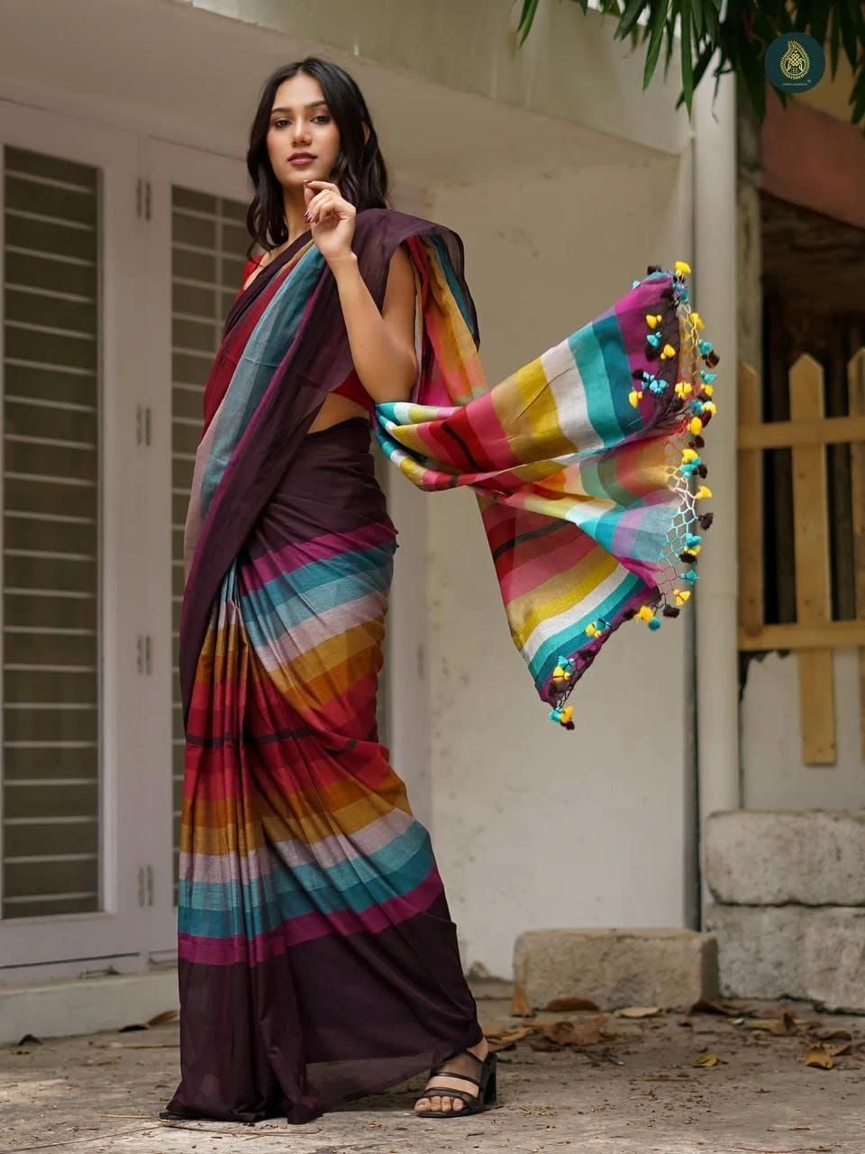 Mulcotton Rainbow saree