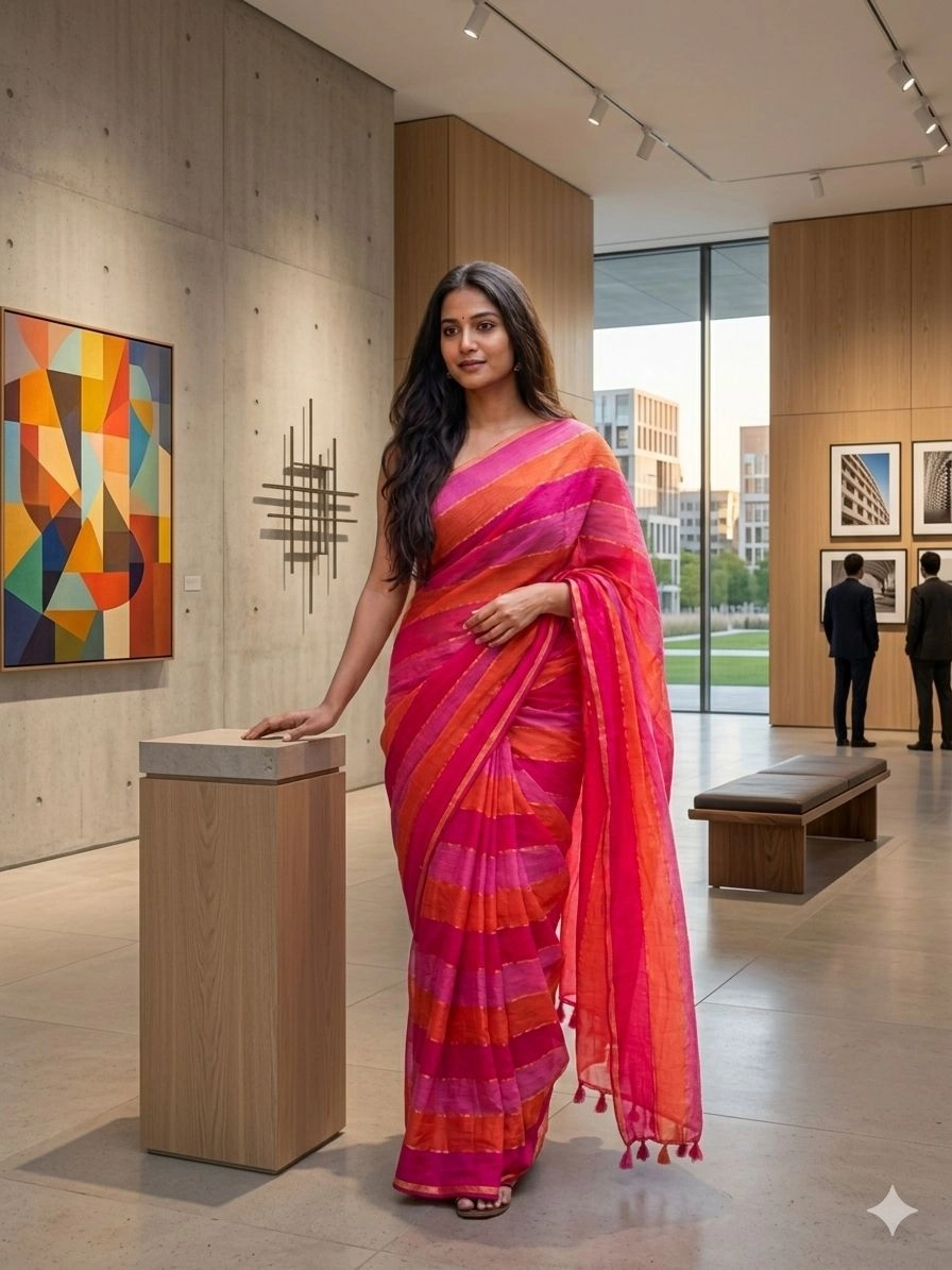 Gulabi Mul Cotton saree