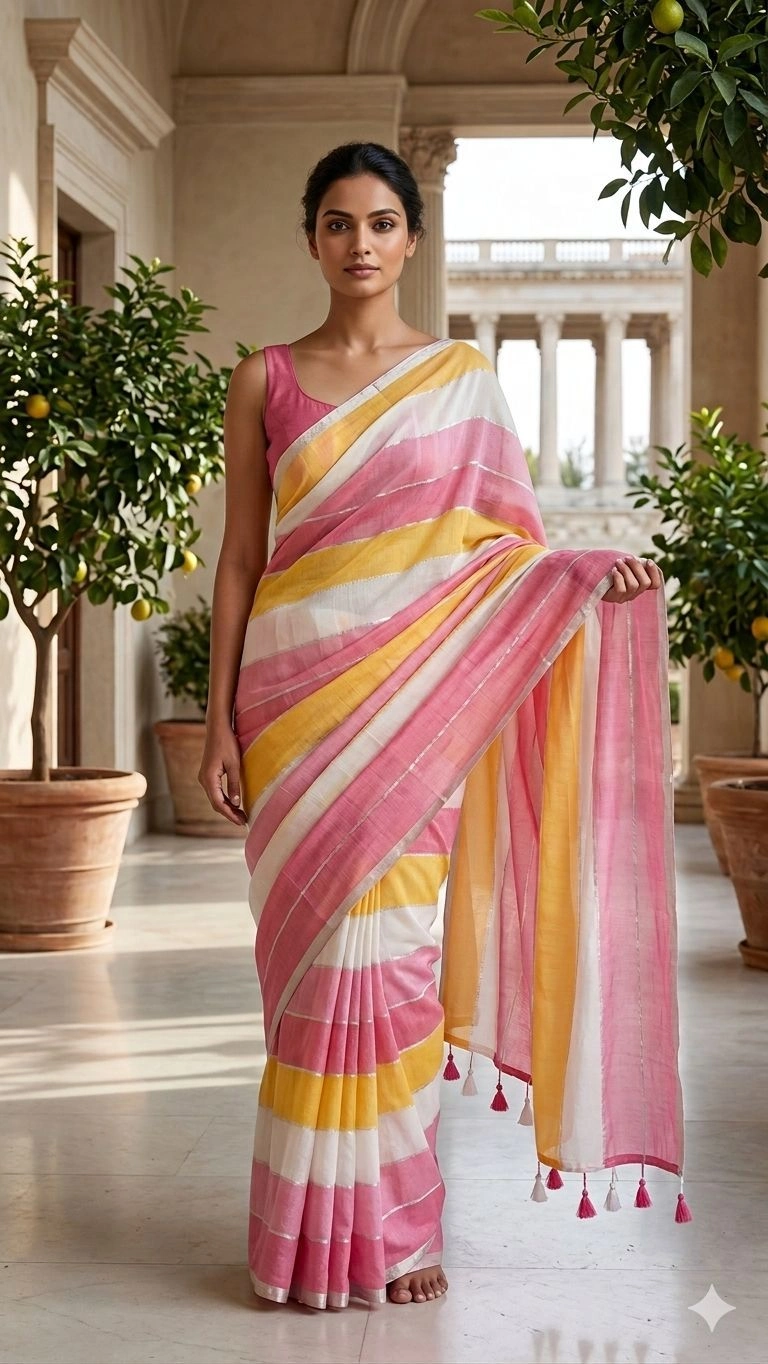 Lehariya Mul Cotton Saree