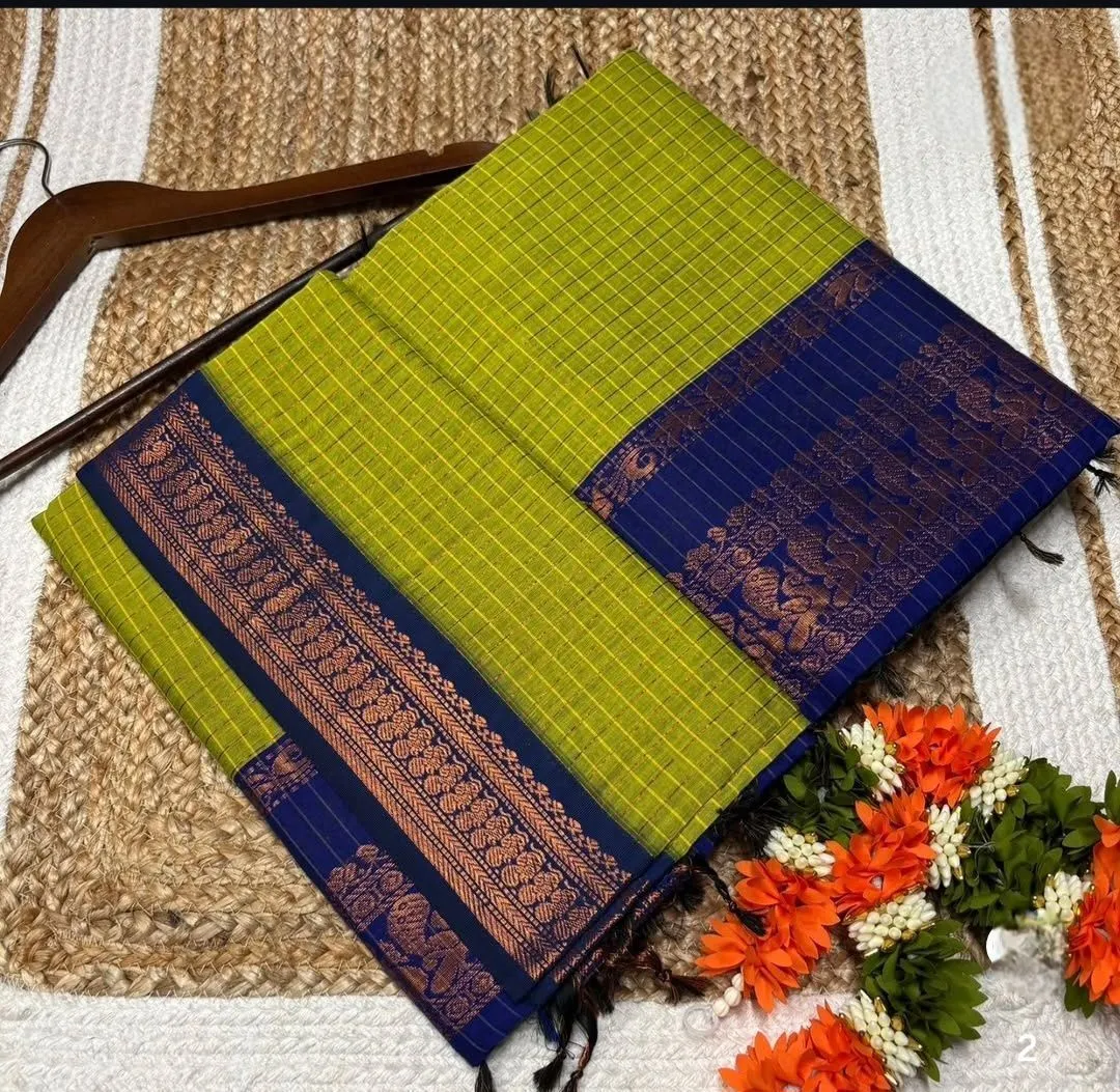 Peacock lime kalyani cotton