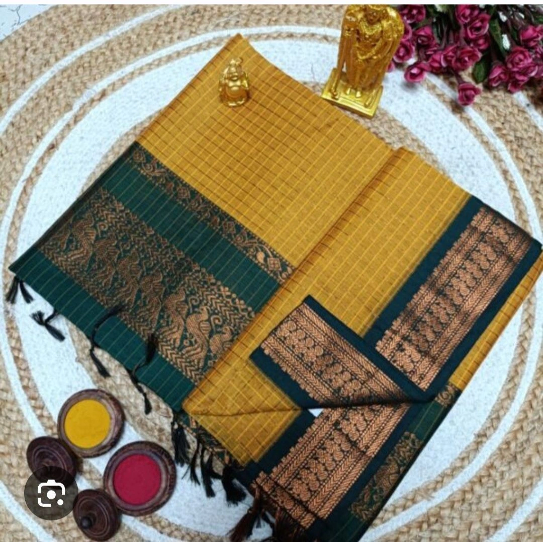 kalyani cotton checked saree