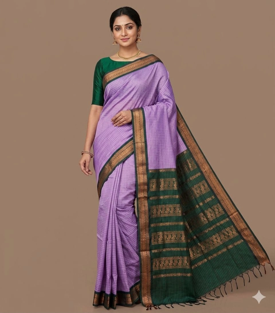 lavender with green  kalyani cotton 2