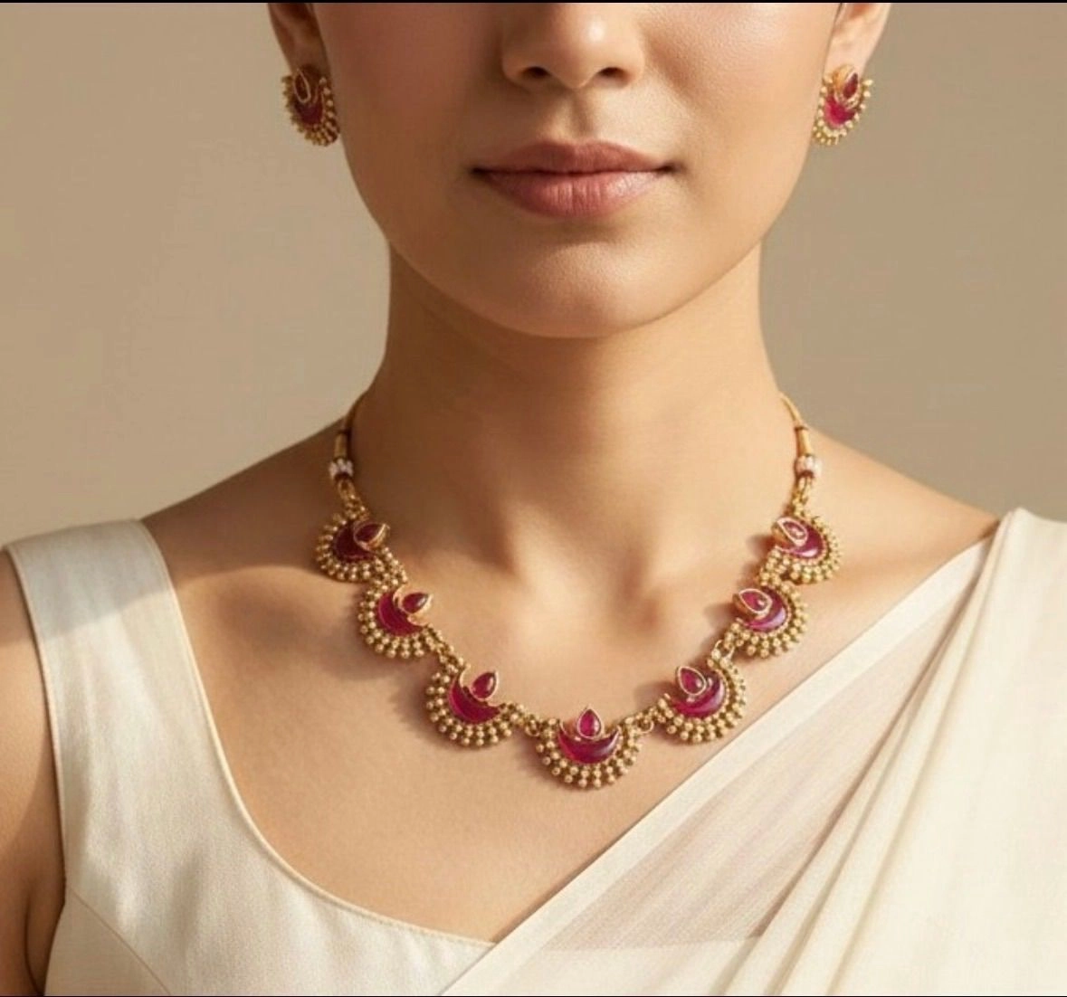 Pink Half Moon Necklace 2