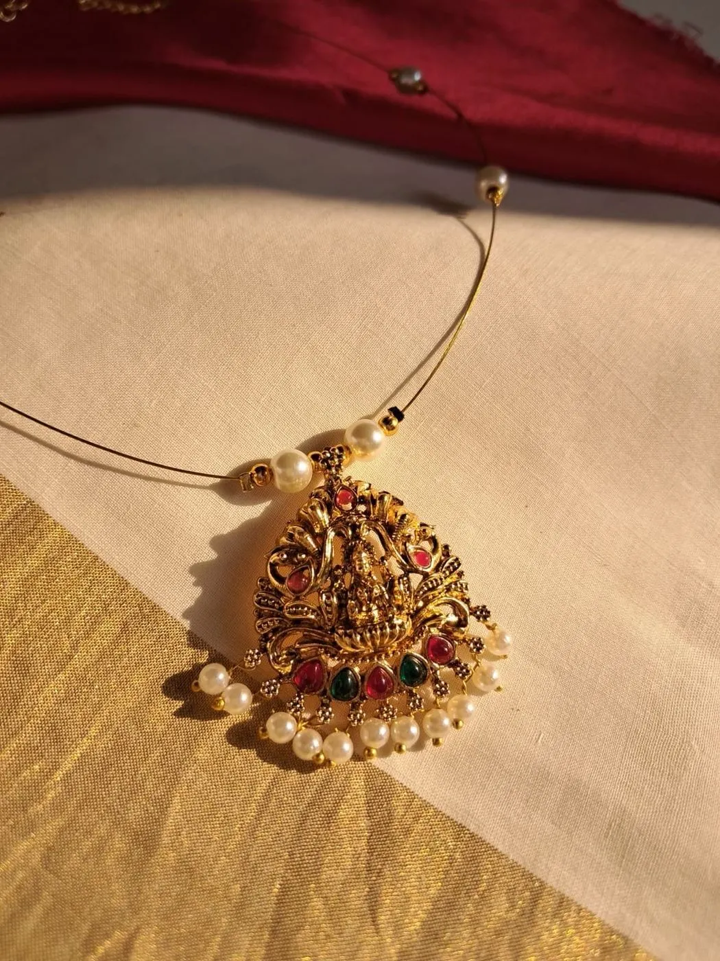 Badra- Multistone Invisible Devi Pendant 2