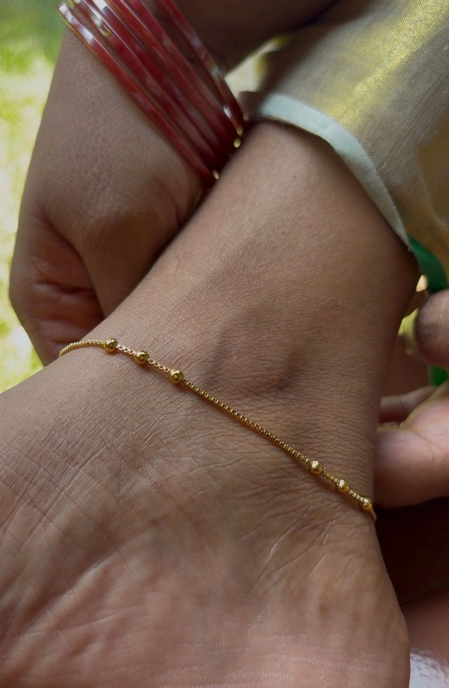 Microgold Plated Moonumuthu Anklet