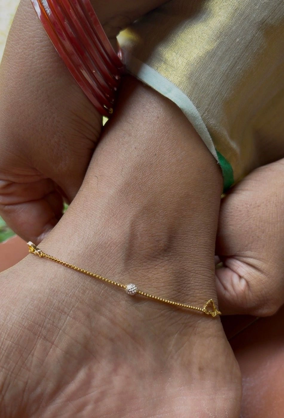 Microgold Plated Whitegold Heart Anklet