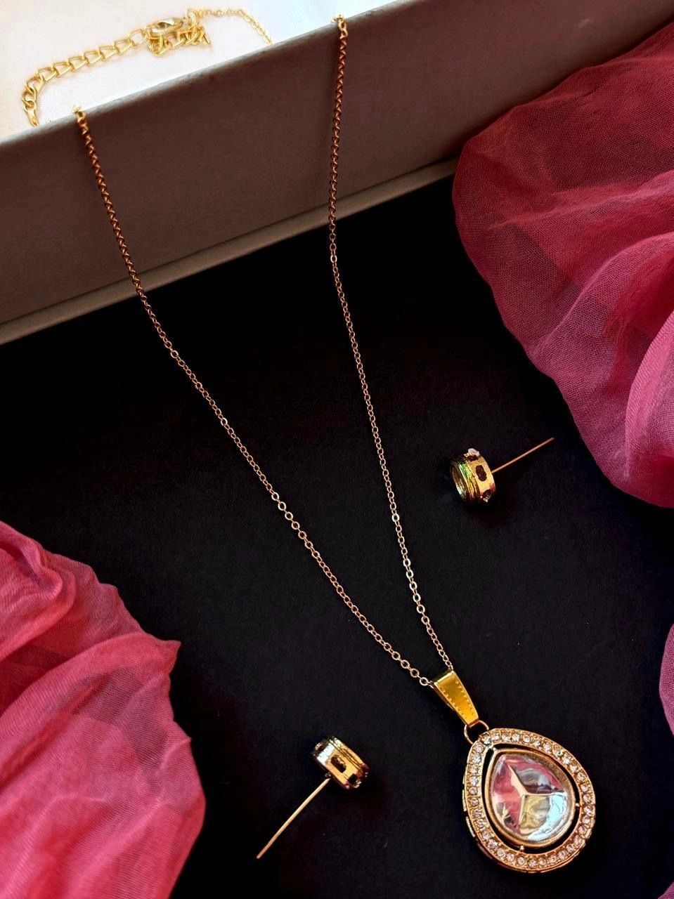 Unique Single Stone Pendant with Studs 3