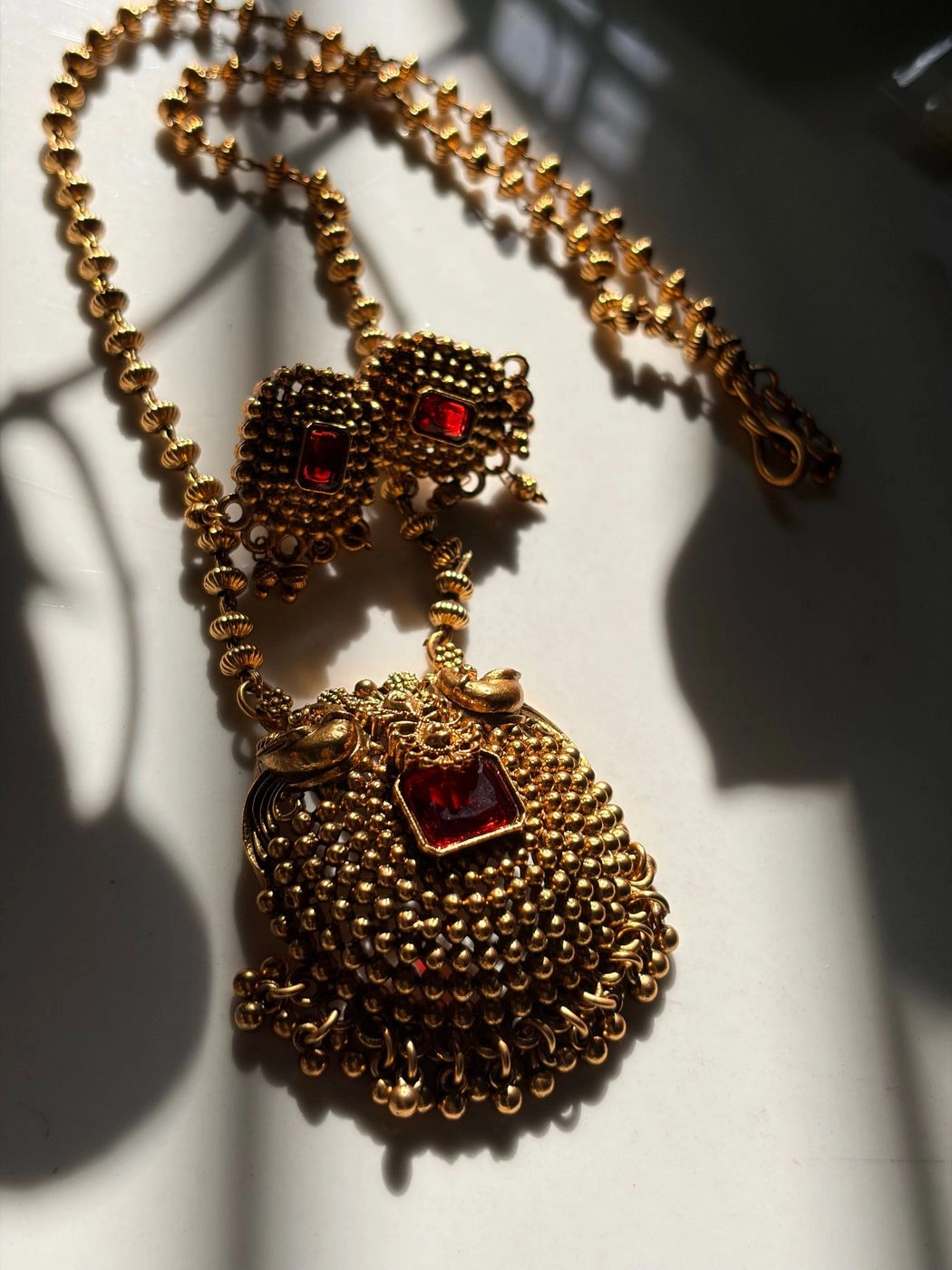 Sambhavi Non Idol Ruby Stone Haaram 3