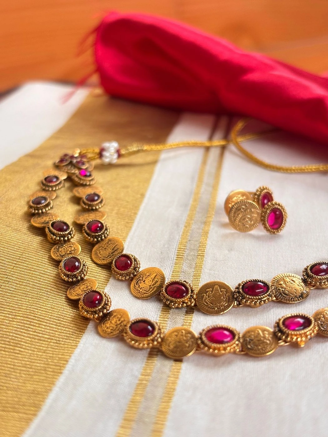 Dual Layer Coin Ruby  Necklace 3