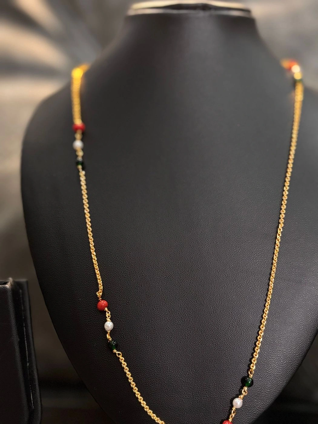 Multi beads Gold replica long chain 1