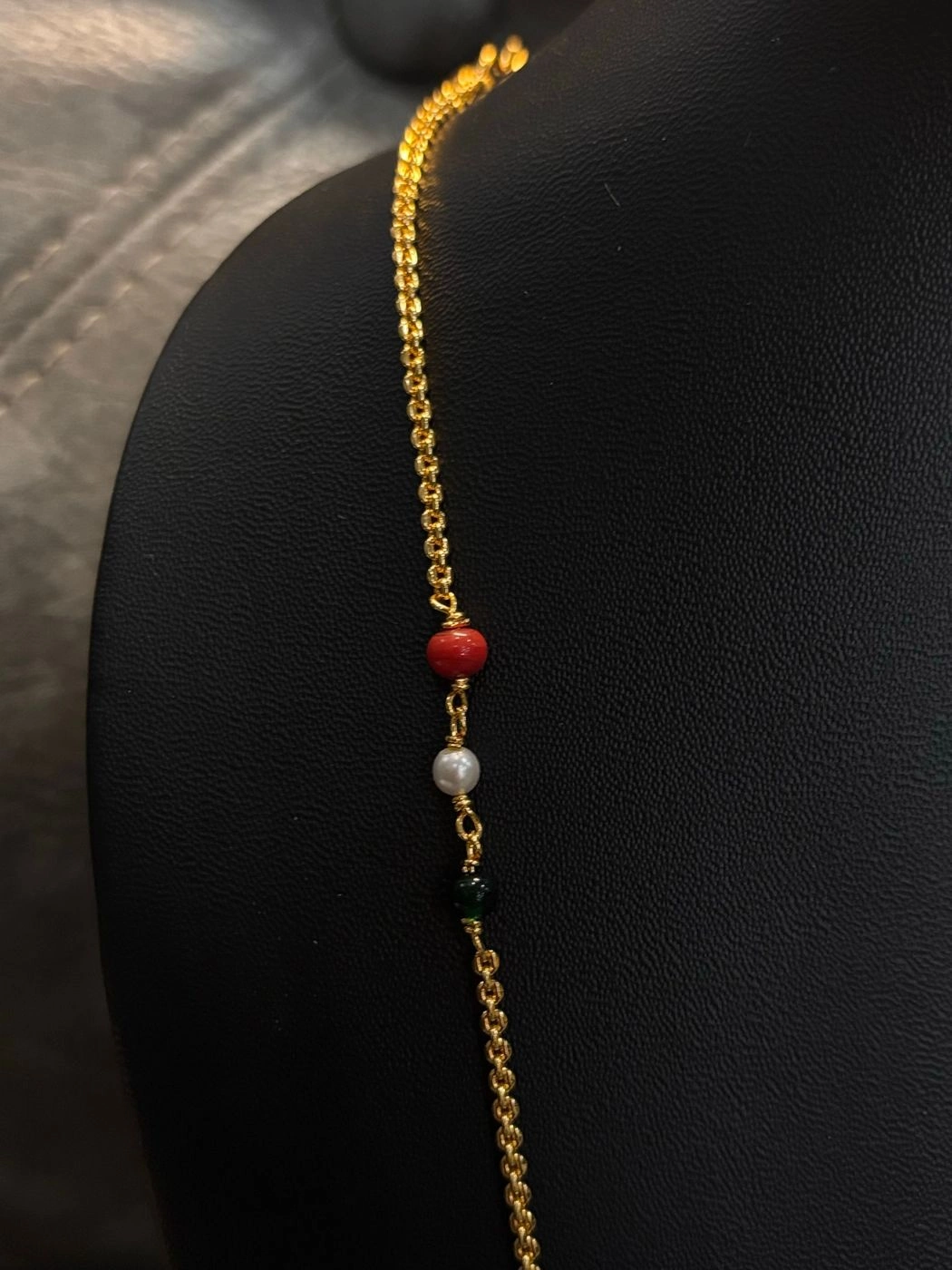 Multi beads Gold replica long chain 2