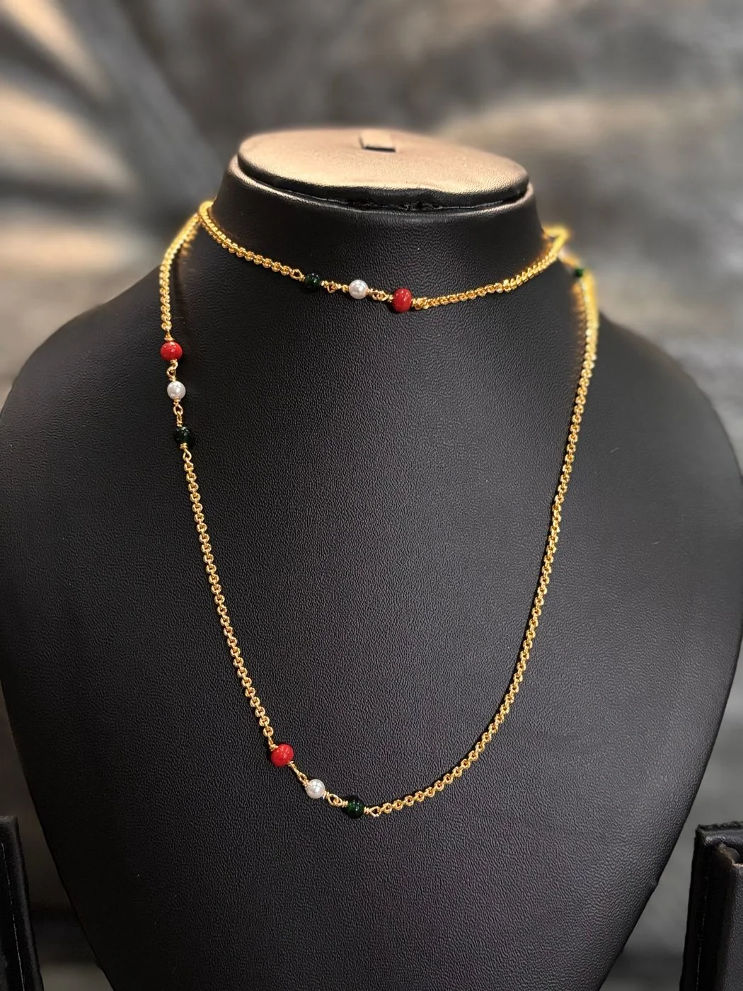 Multi beads Gold replica long chain 3