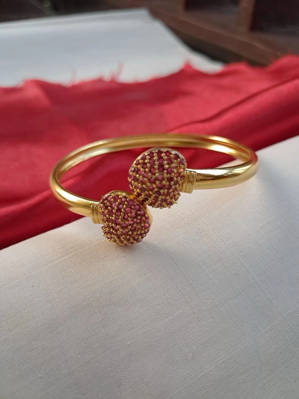 Microgold plated ruby studded baby kada 2