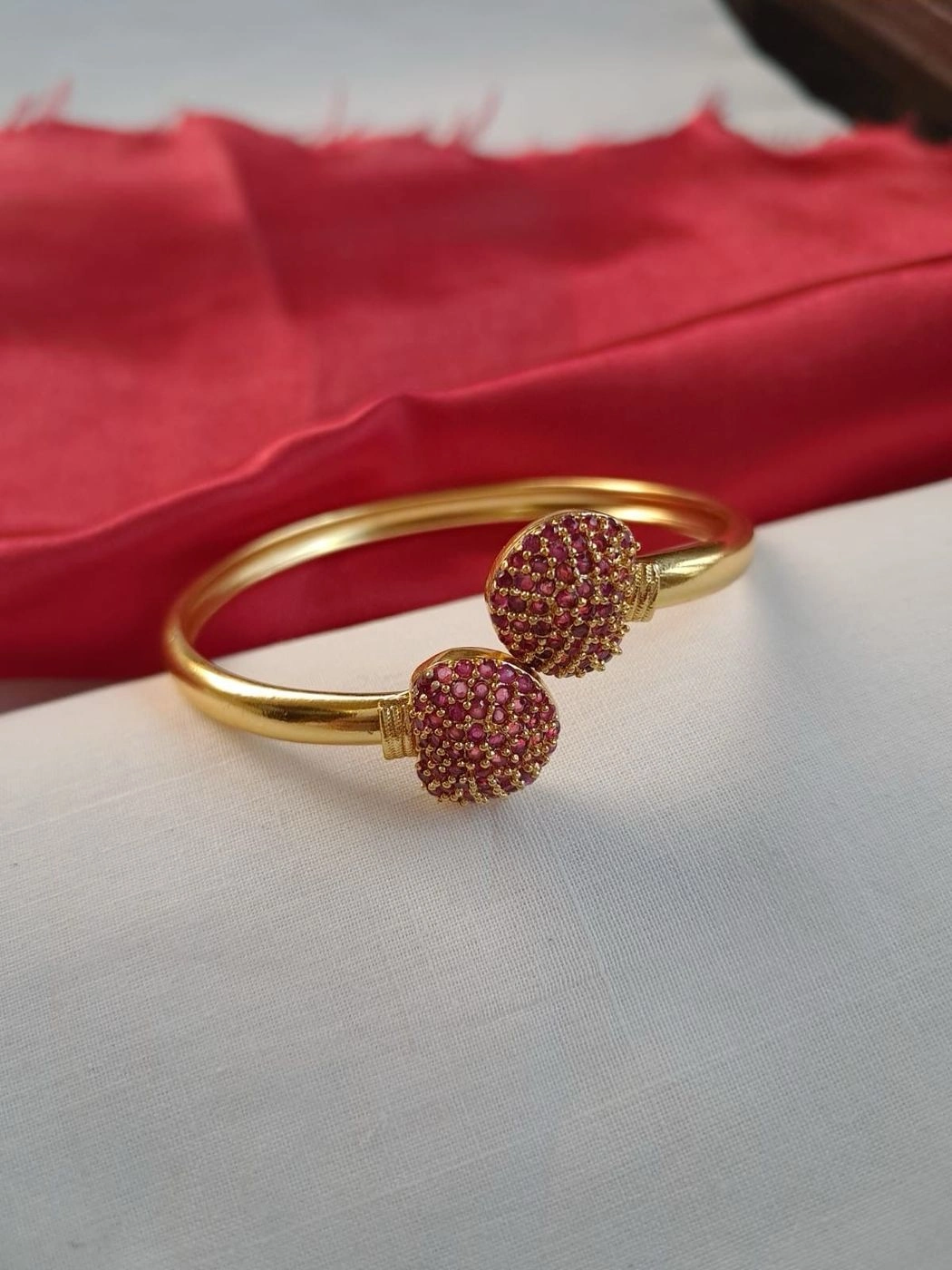 Microgold plated ruby studded baby kada 1