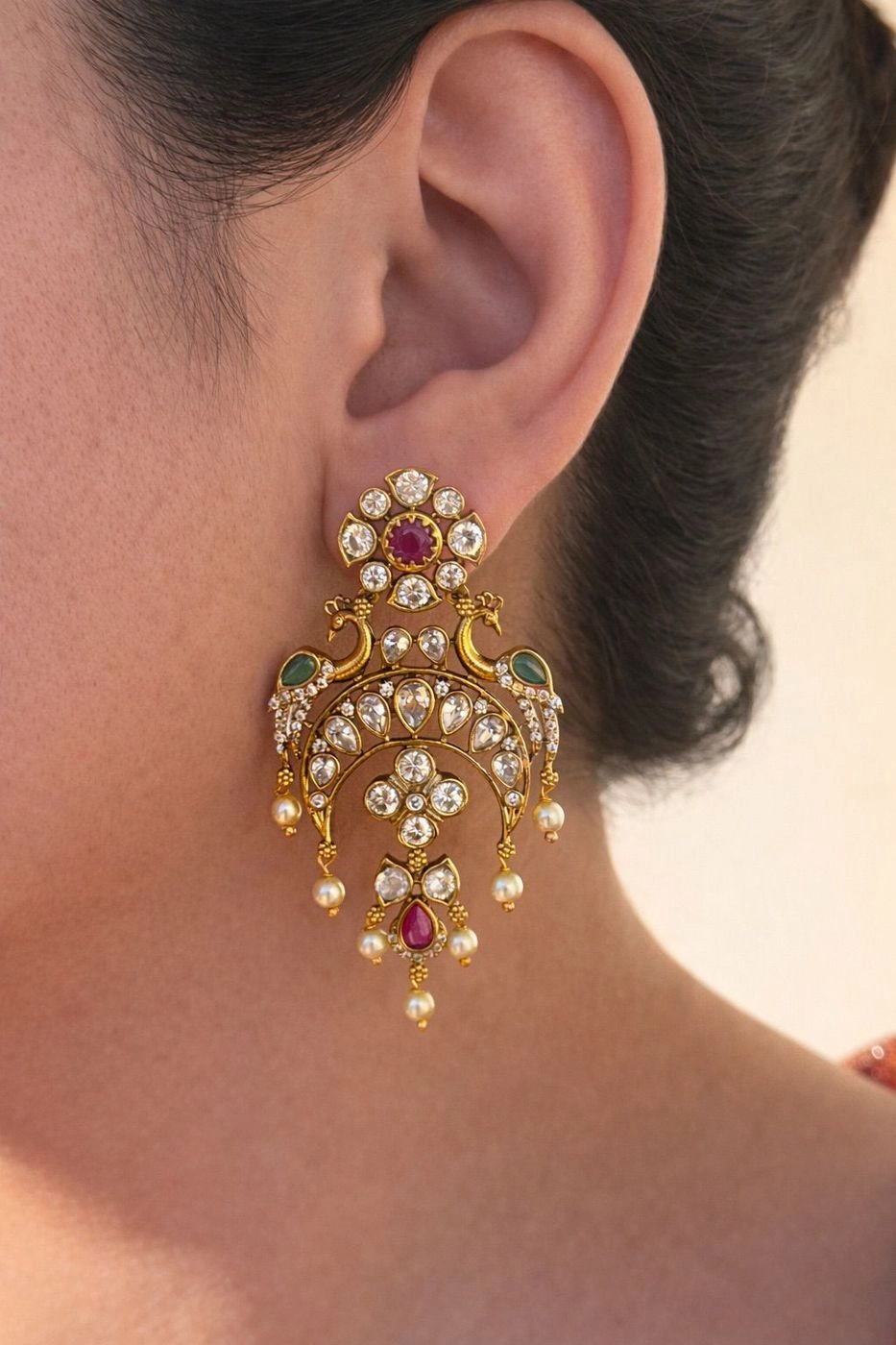 Premium Peacock Motif Chandbali