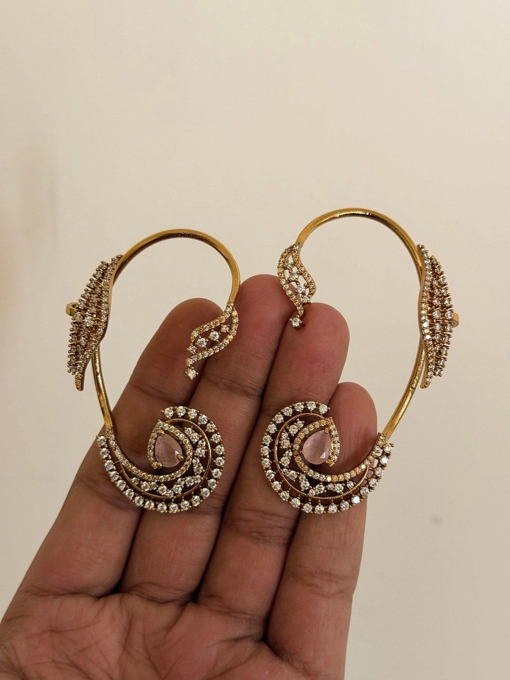 Pink Spiral CZ EarCuff