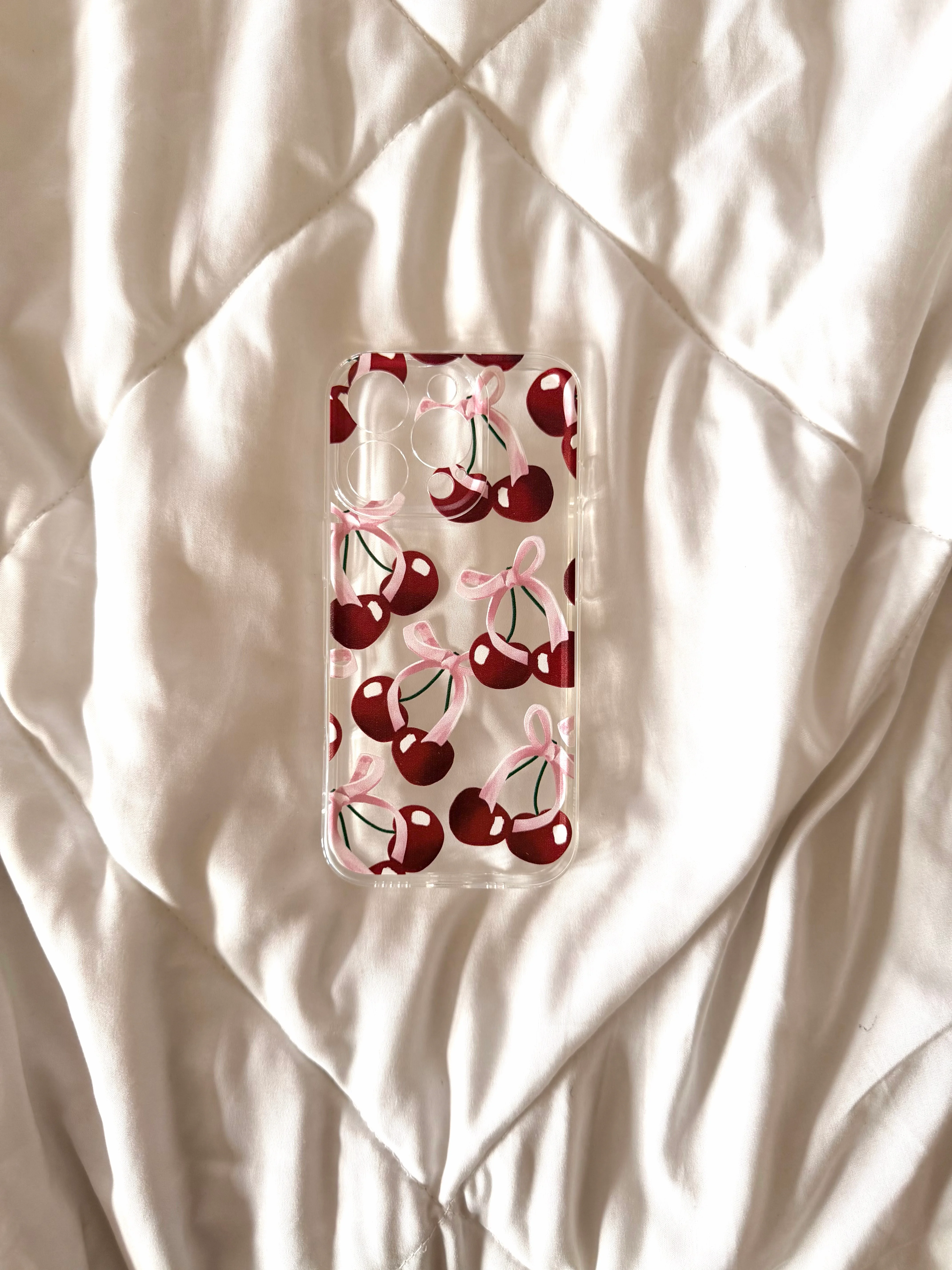 Transparent cherry bow case