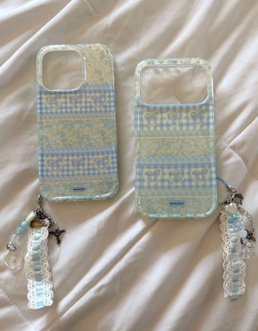 Pastel bow & floral case with lace charm 2