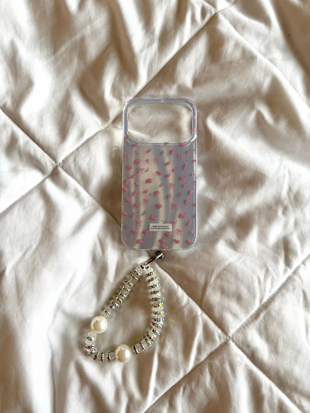 Pretty Pink mini floral bow case with charm