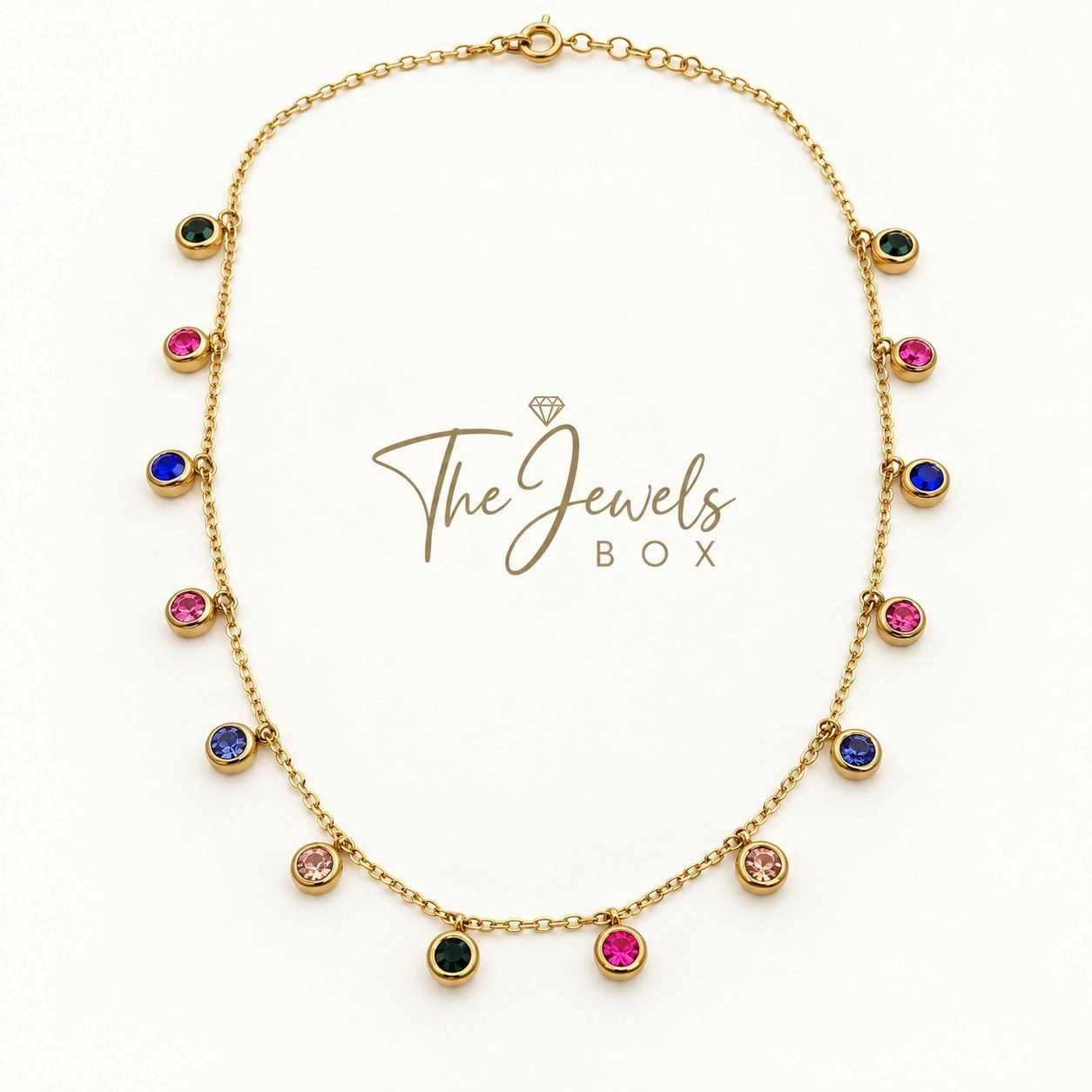 MULTICOLOURED ROUND STONE CHARM NECKPIECE 2