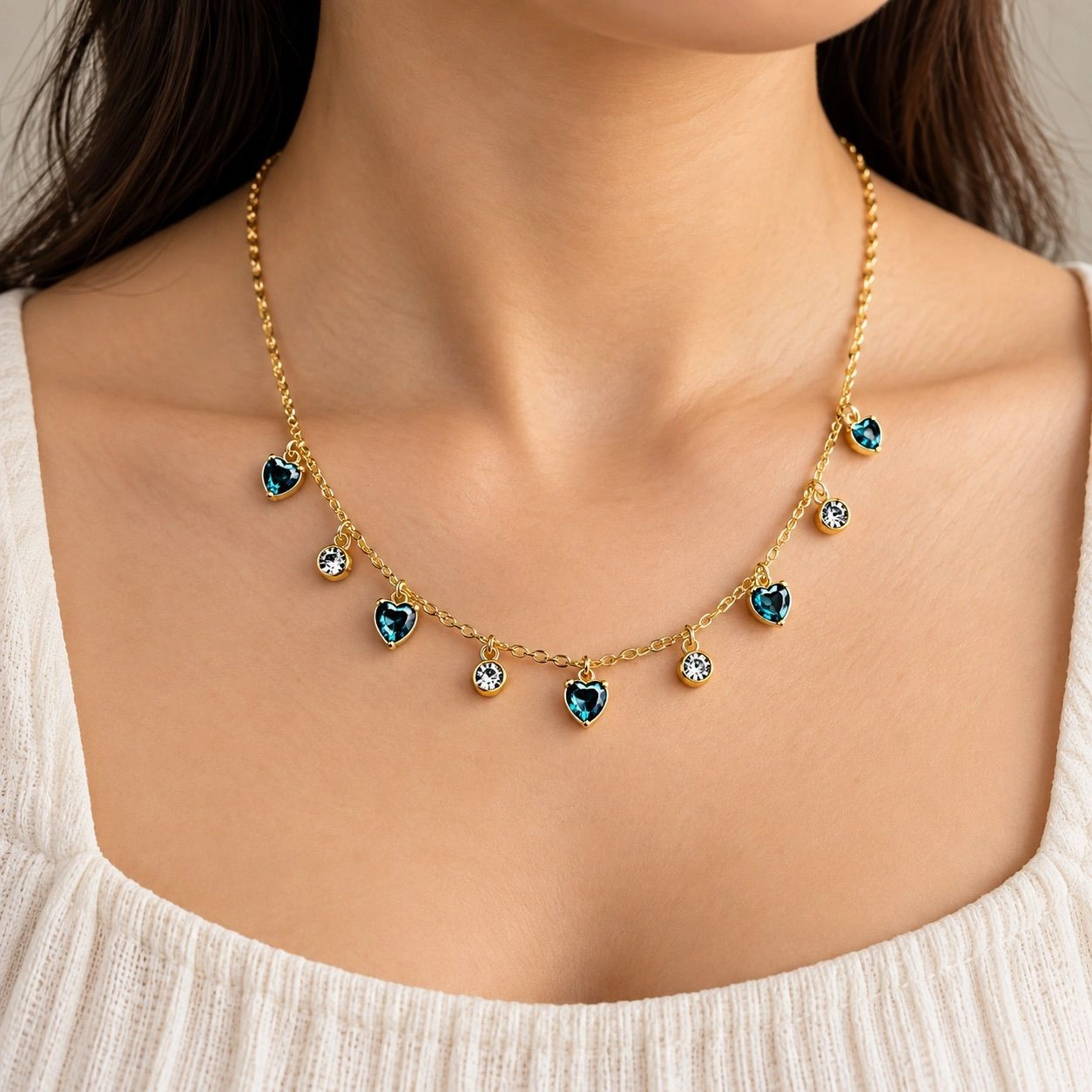 BLUE COLOUR HEART CHARM NECKLACE 1
