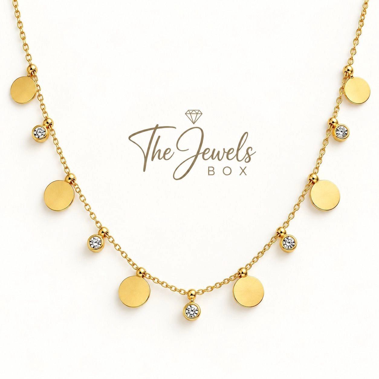 CIRCULAR & SPARKLING STONE DROP NECKLACE 2