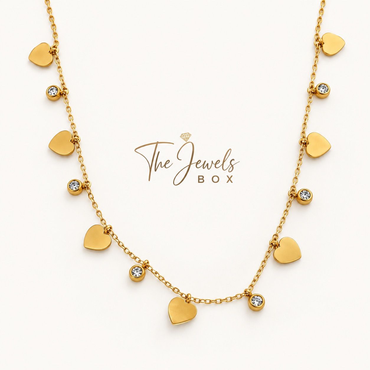 HEART & SPARKLING STONE DROP NECKLACE 2