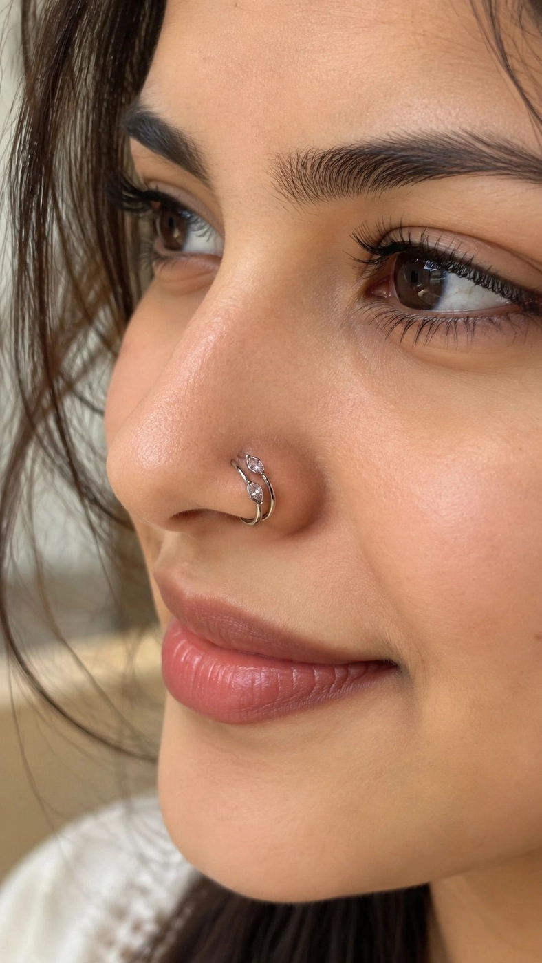 Silver stone nose rings 2