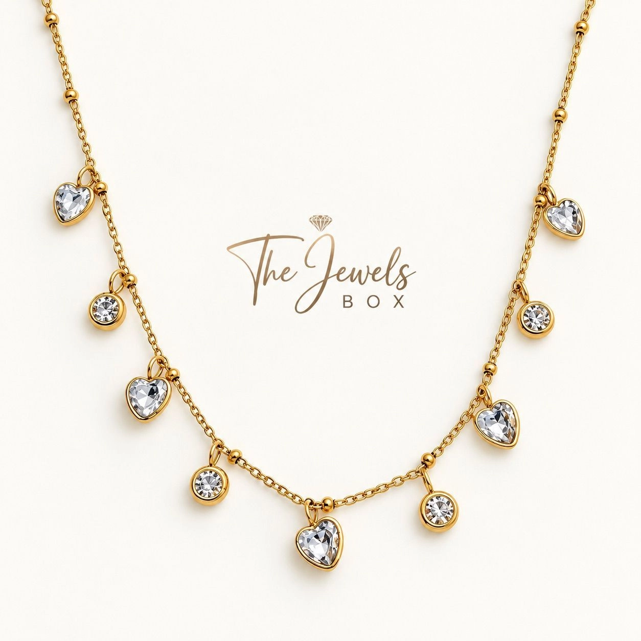 SPARKLING HEART & STONE DROP NECKLACE 2