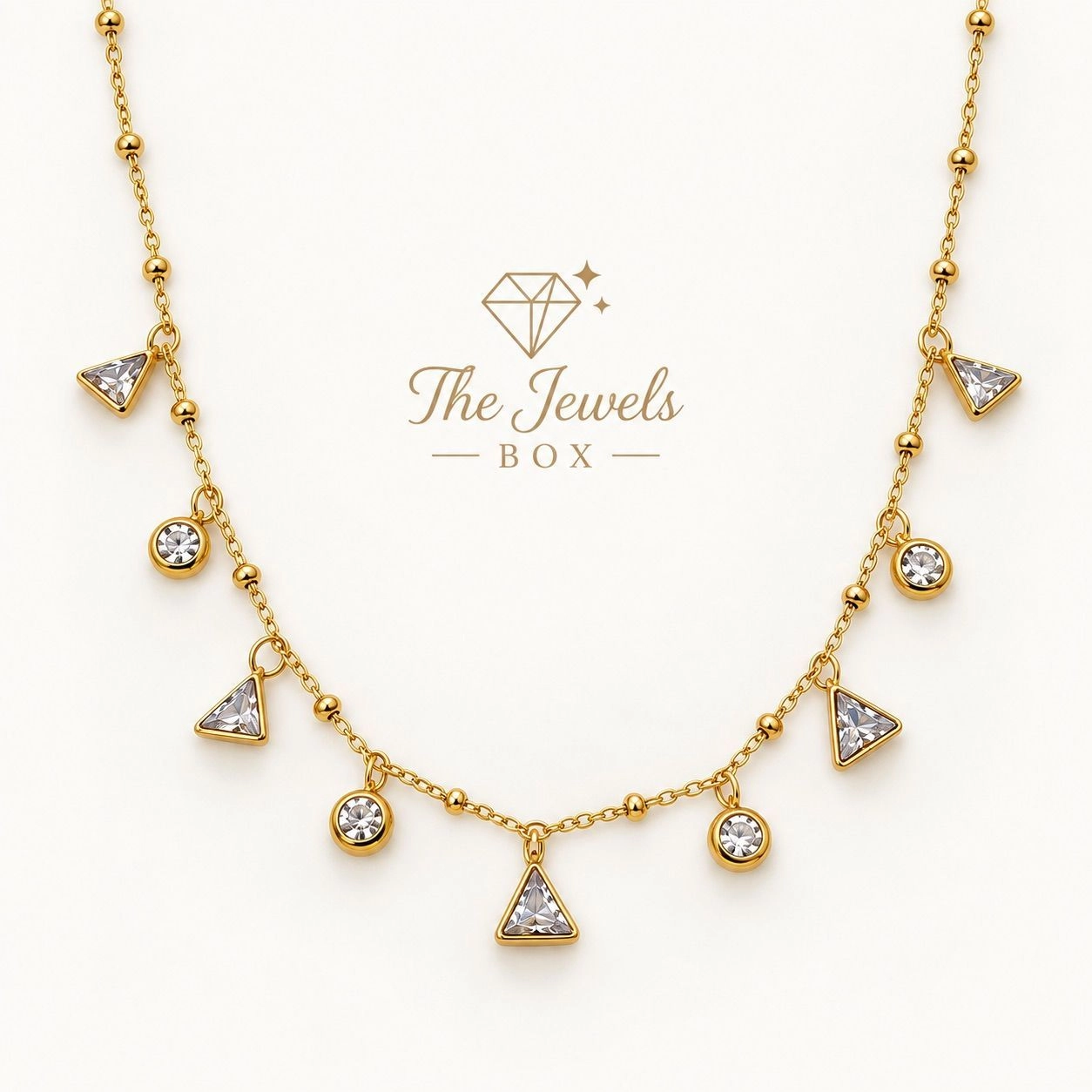 SPARKLING TRIANGLE & STONE NECKLACE 2