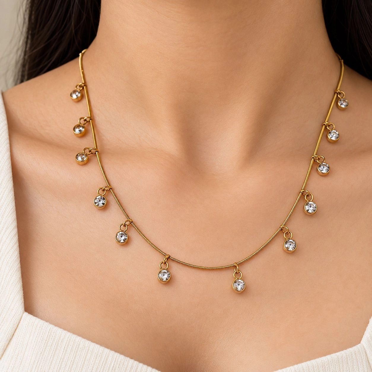 SPARKLING STONE CHARM NECKLACE 1