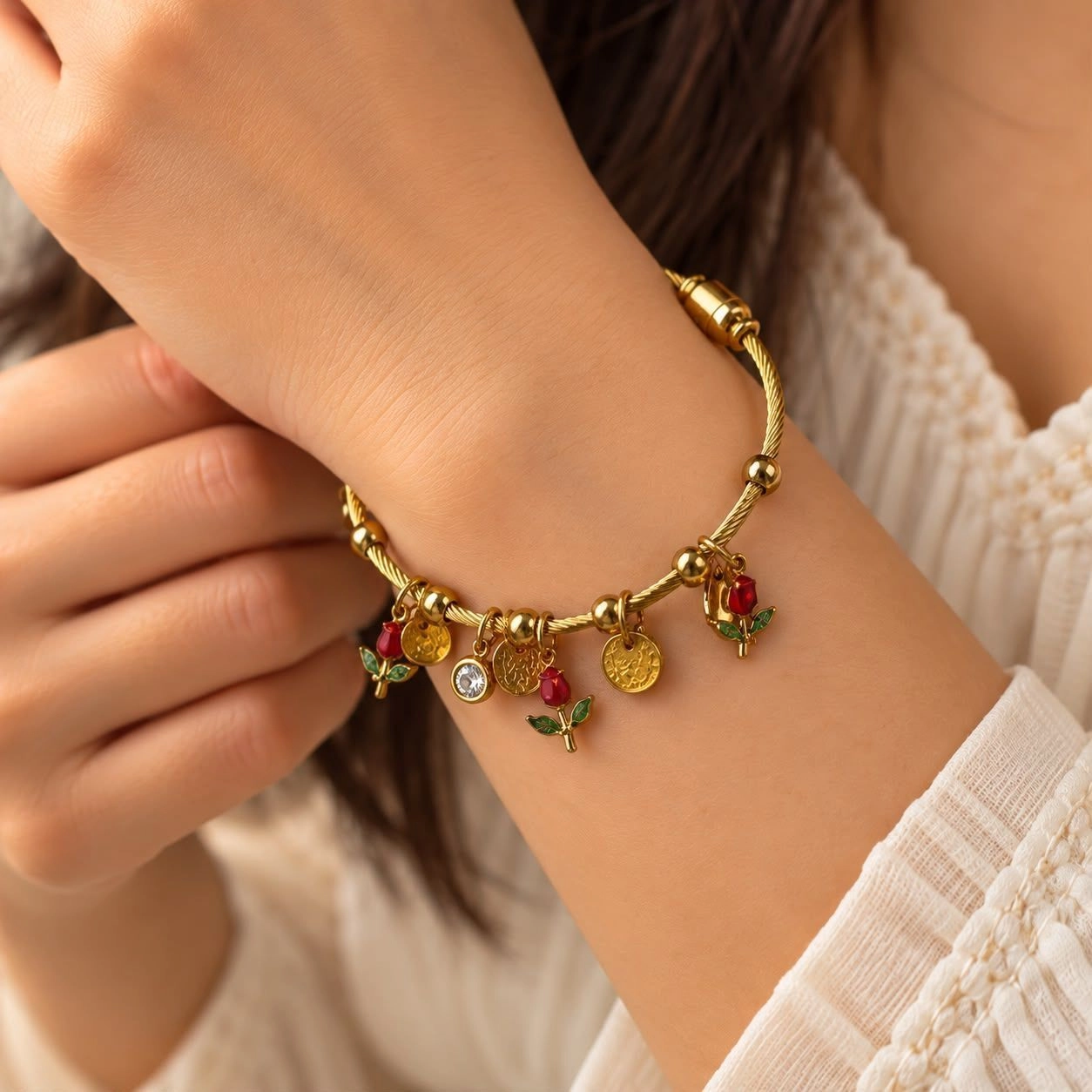 Floral bangle (2.4 regular size) 1