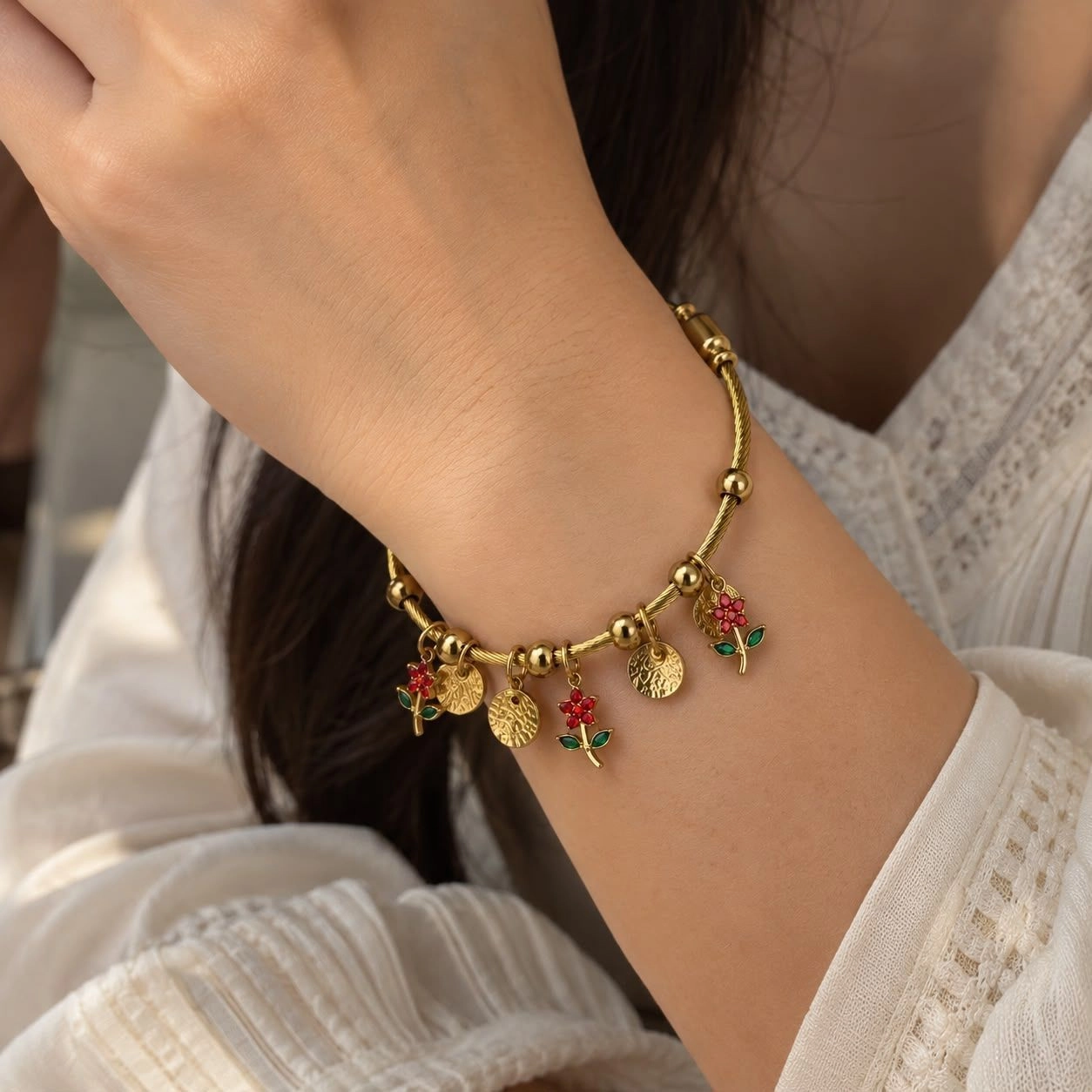 Floral bangle (2.4regular size) 1