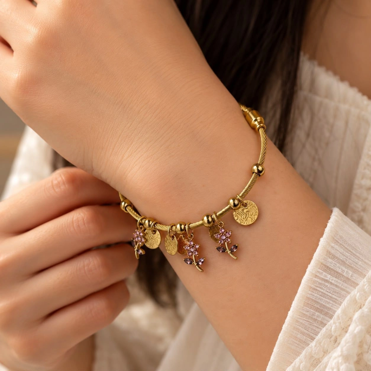 Floral bangle (2.4 regular size) 1