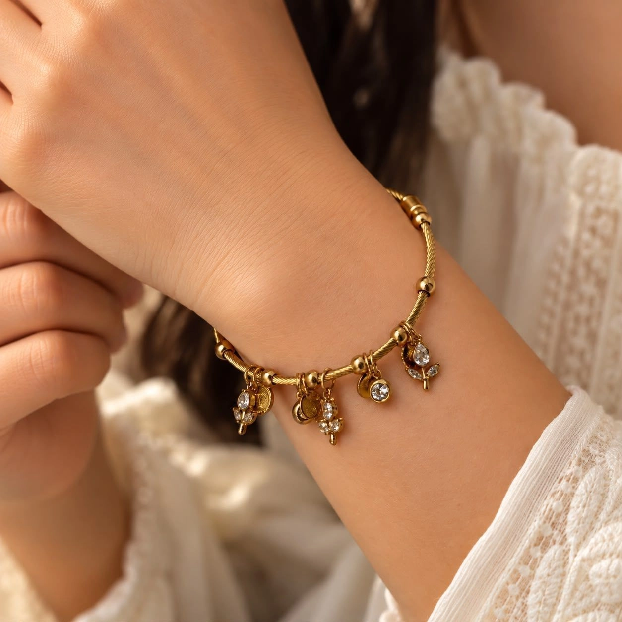 Floral bangle (2.4 regular size) 1