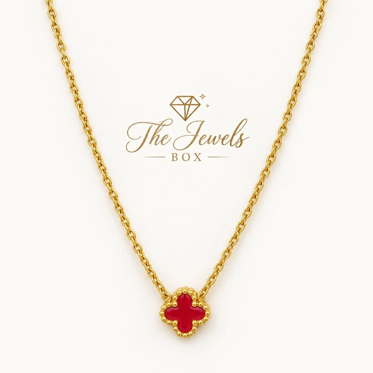 RED CLOVER PENDANT NECKLACE 2