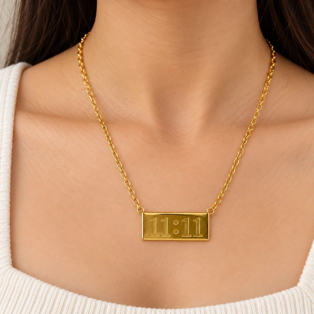 11:11 ANGEL NUMBER STEEL BAR NECKLACE 1