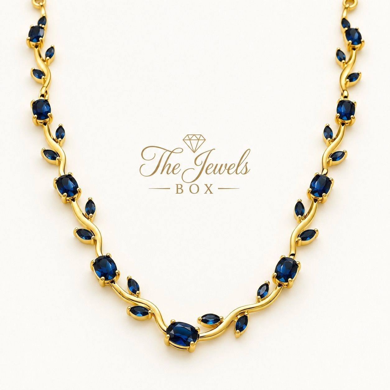 BLUE CRYSTAL TULIP FLORAL NECKLACE 2