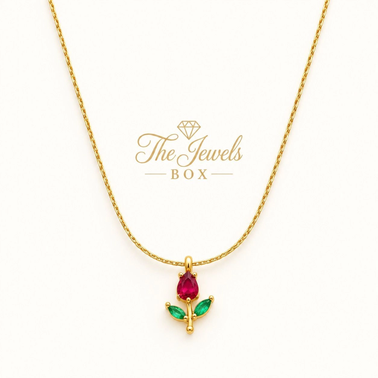 RED TULIP FLOWER PENDANT NECKLACE 2