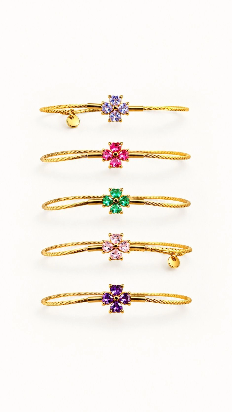 FOUR PETAL CRYSTAL BANGLE