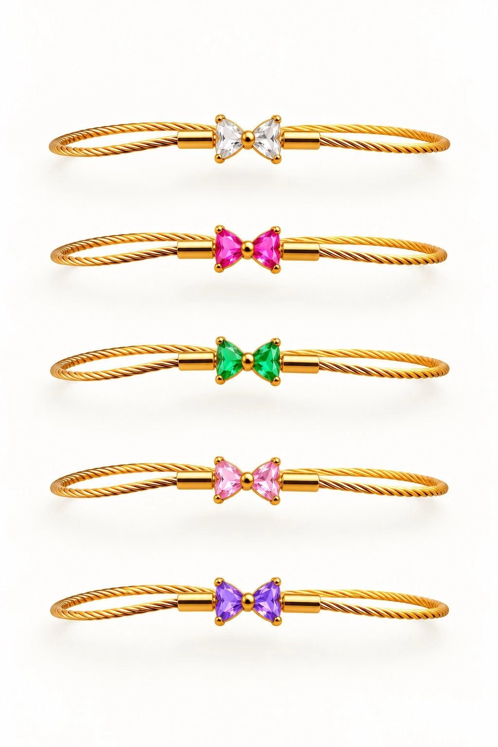 CRYSTAL BOW WIRE BANGLE